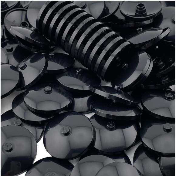 100 Lego Round Black Specialty Caps Plate 2x2 - New - A491 - Picture 5 of 12